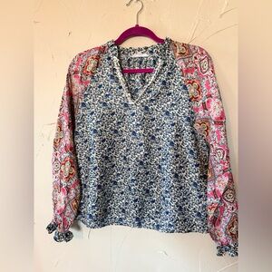 THML Floral v neck top size M boho vibe